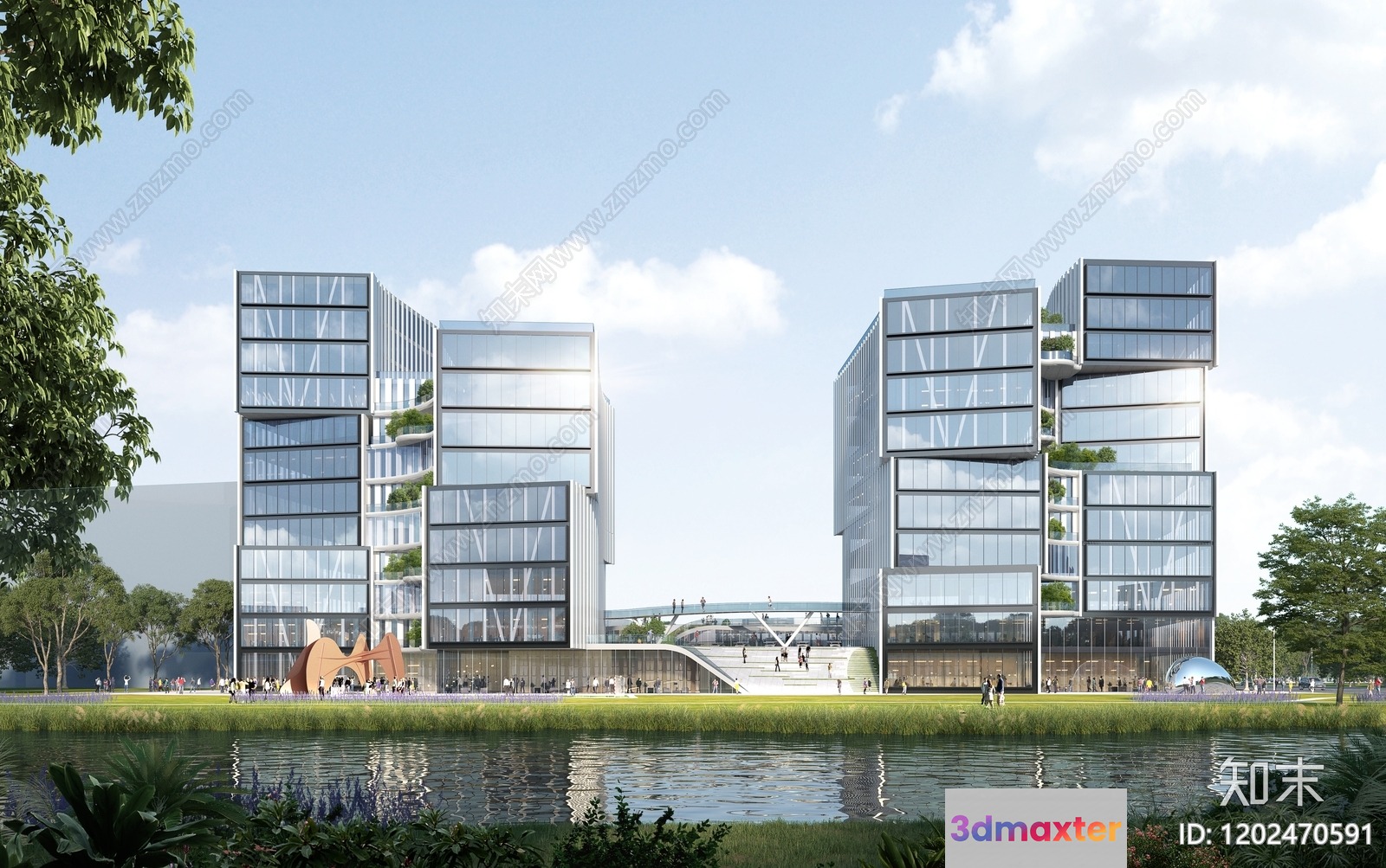 Modern Office Building 3D Model - 9997 - VRAY Render