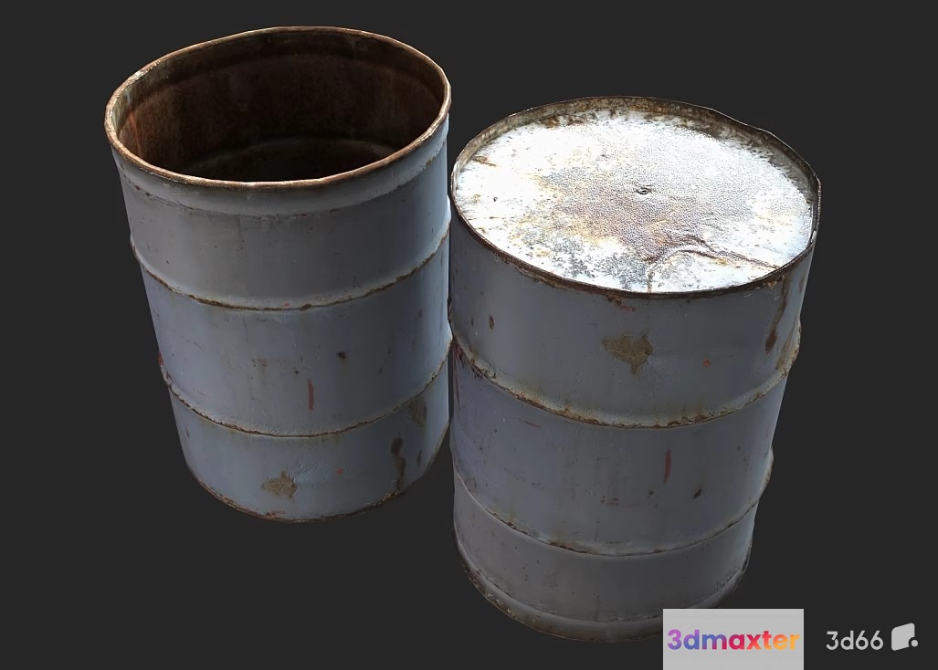 Two Metal Barrels 3D Model - 20181 - VRAY Render