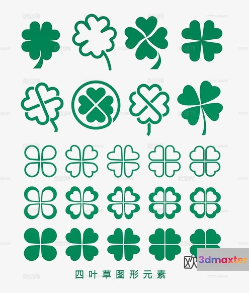 Green Shamrock Designs 3D Model - 906 - VRAY Render