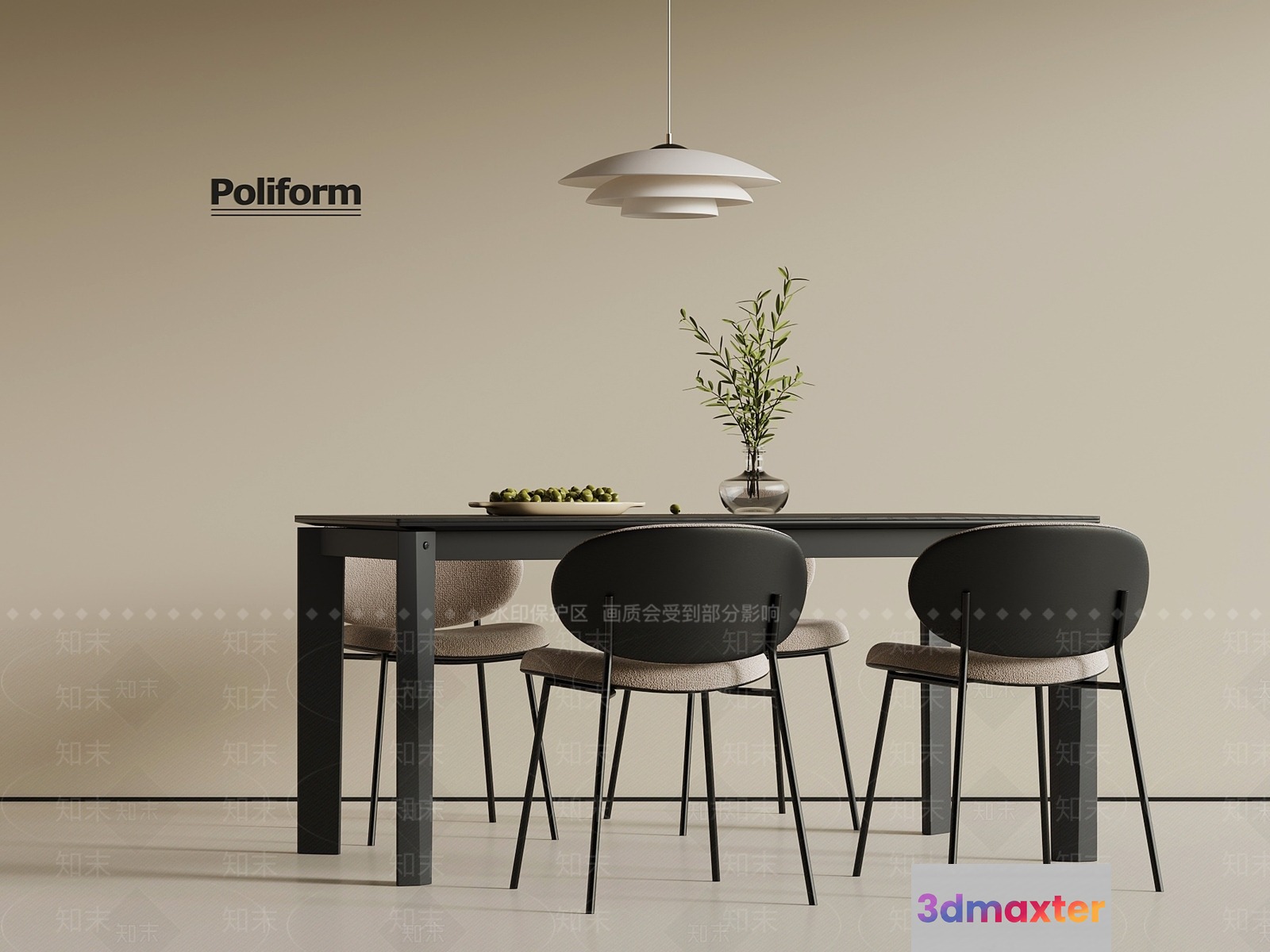 Modern Dining Table 3D Model - 14107 - VRAY Render