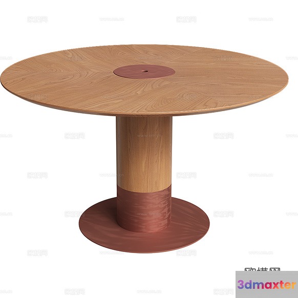 Wooden Round Table 3D Model - 13300 - VRAY Render