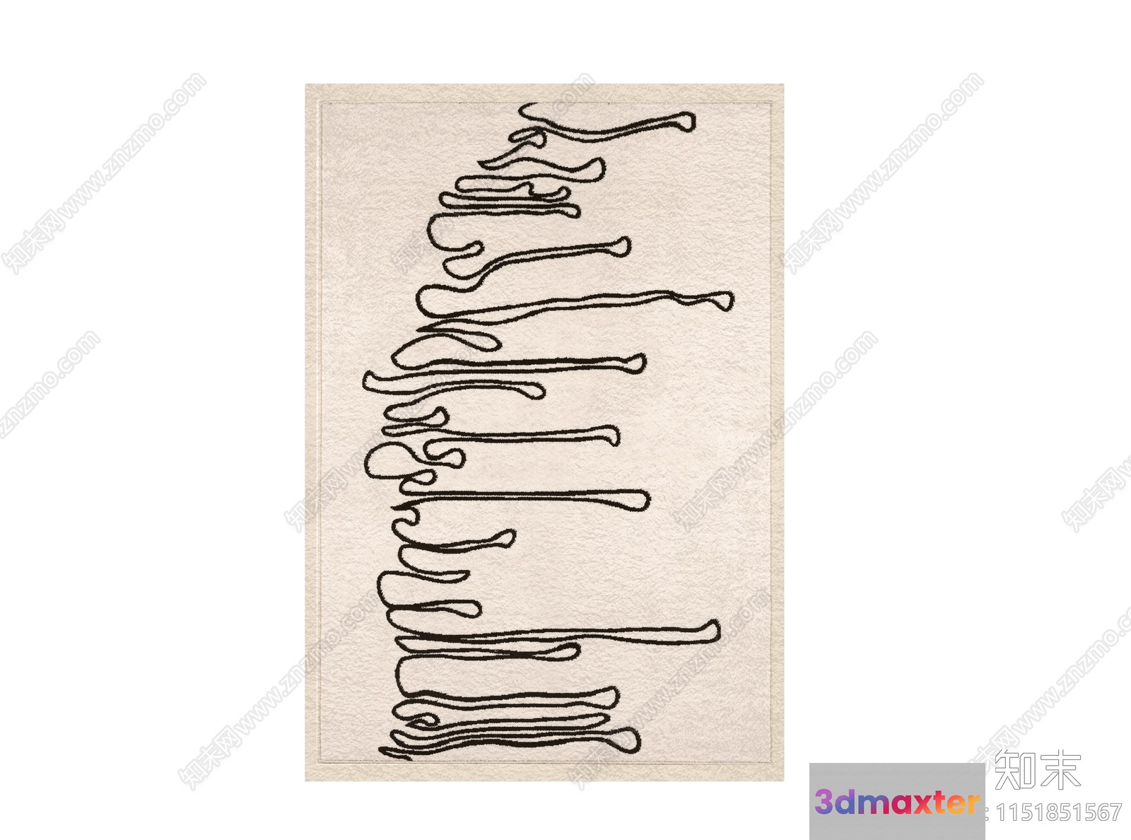 Abstract Black Squiggly Lines On A Beige Background 3D Model - 16594 - VRAY Render