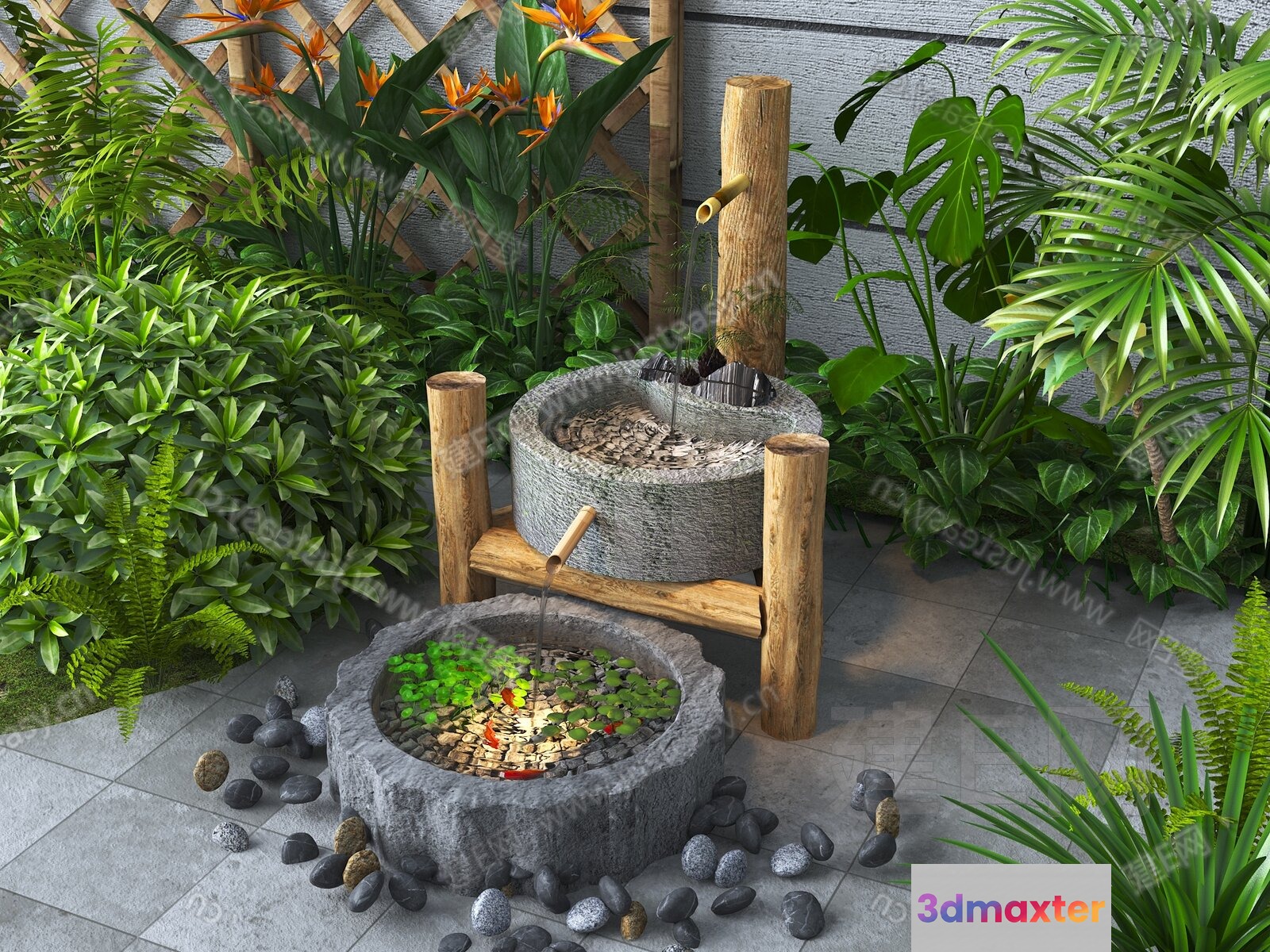 A Water Fountain 3D Model - 13626 - VRAY Render