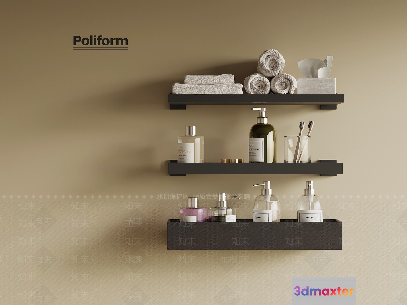 Modern Bathroom Shelves 3D Model - 7334 - VRAY Render