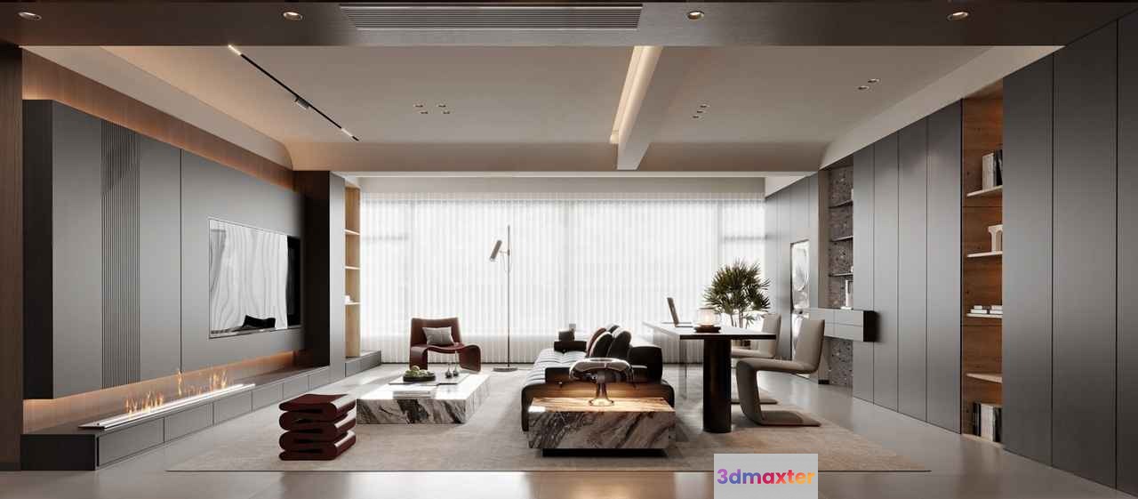 Modern Living Room 3D Model - 20298 - CORONA Render