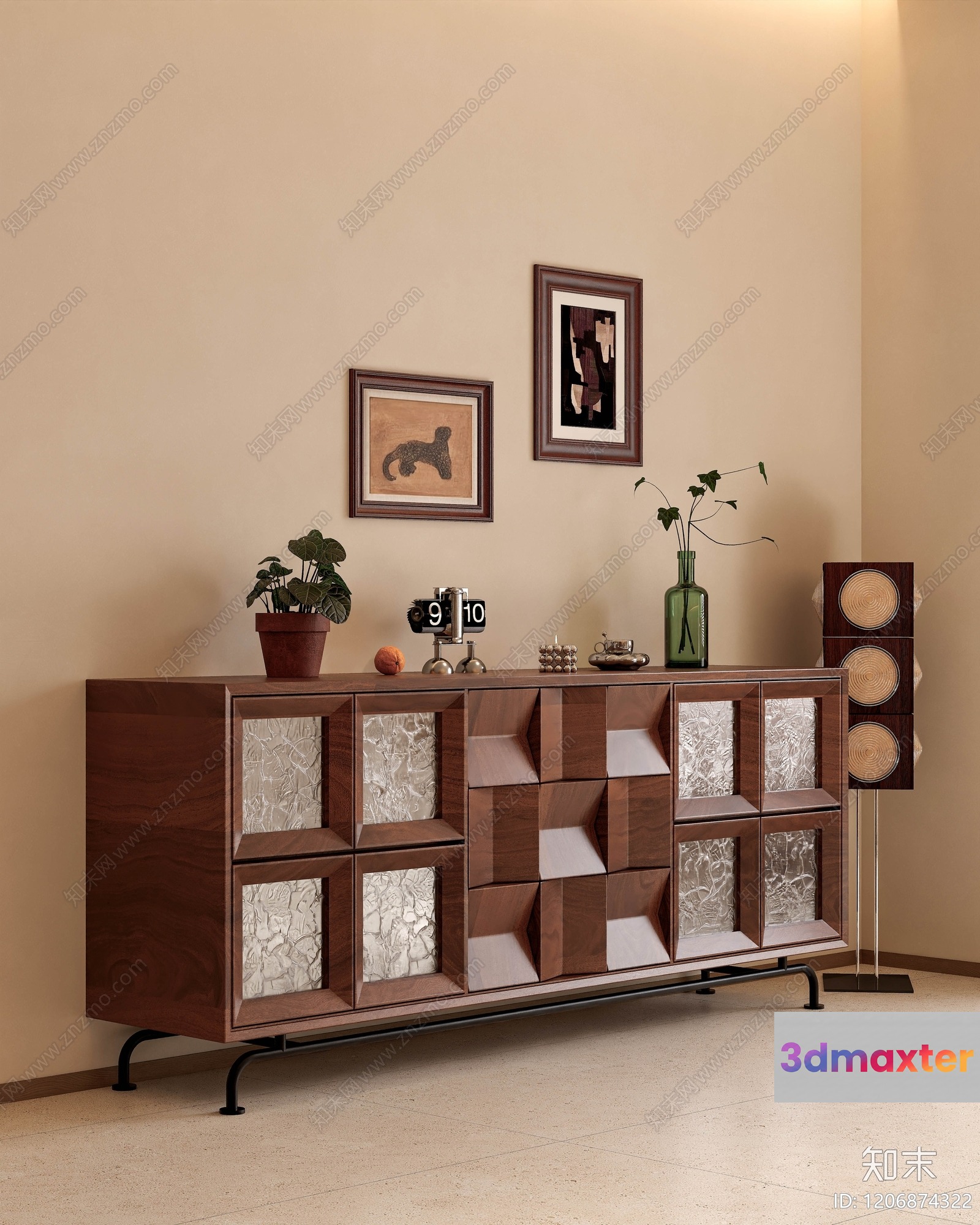 Mid-Century Modern Sideboard 3D Model - 15235 - VRAY Render