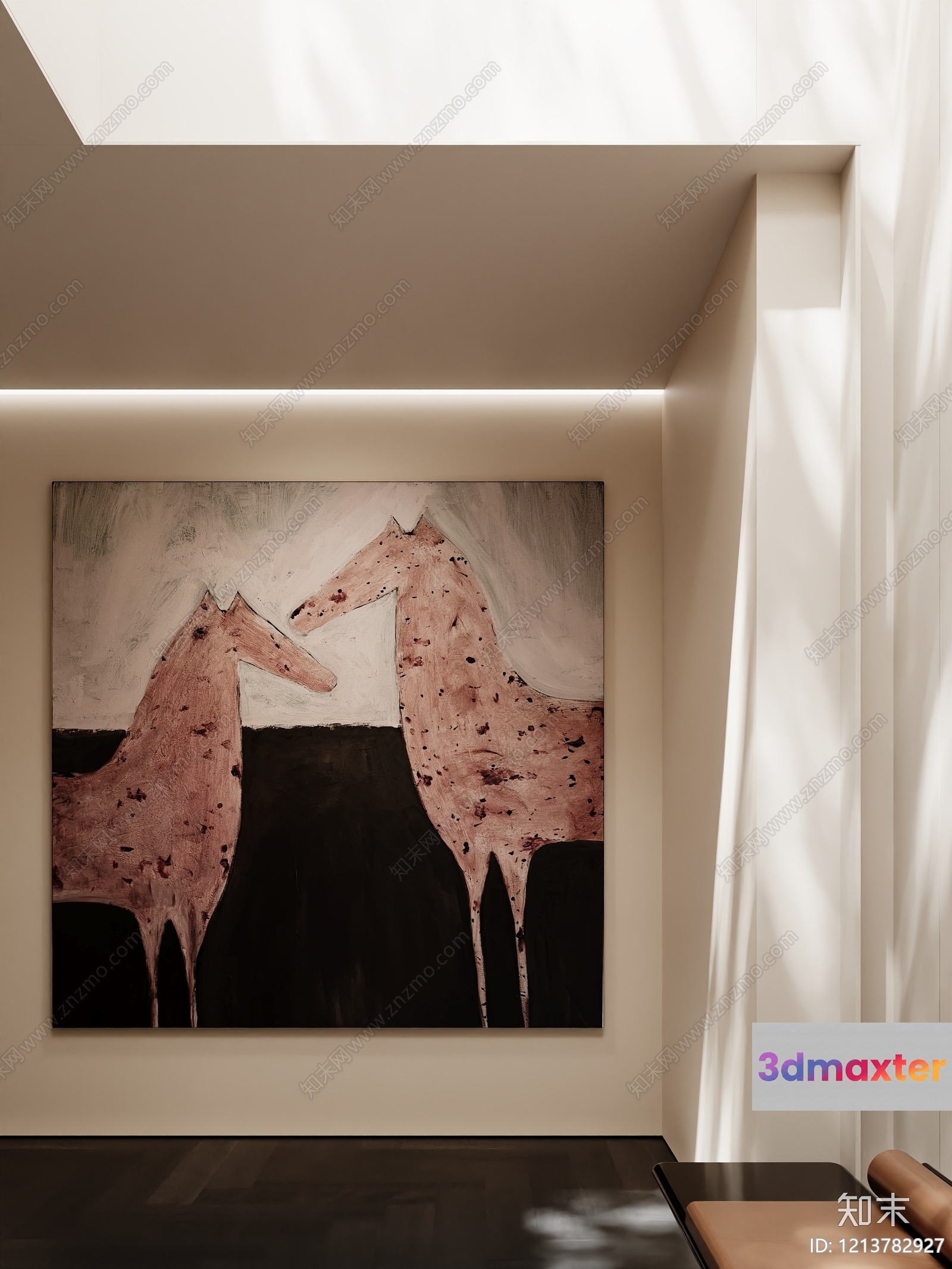 A Painting Of Two Giraffes 3D Model - 9894 - VRAY Render