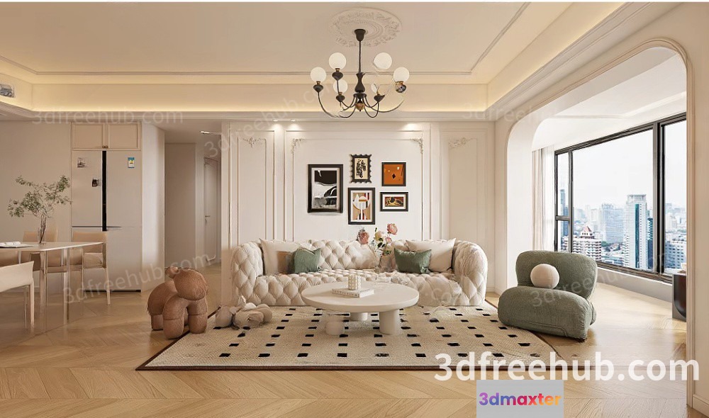 Modern Living Room 3D Model - 22608 - VRAY Render
