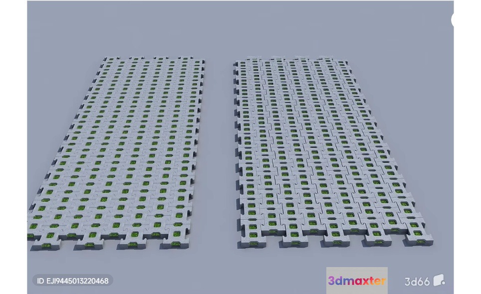 A 3D Rendering Of Two Gray And Green Buildings 3D Model - 6682 - VRAY Render