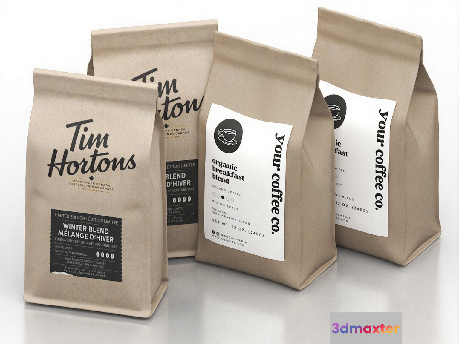 Coffee Bags 3D Model - 14337 - VRAY Render