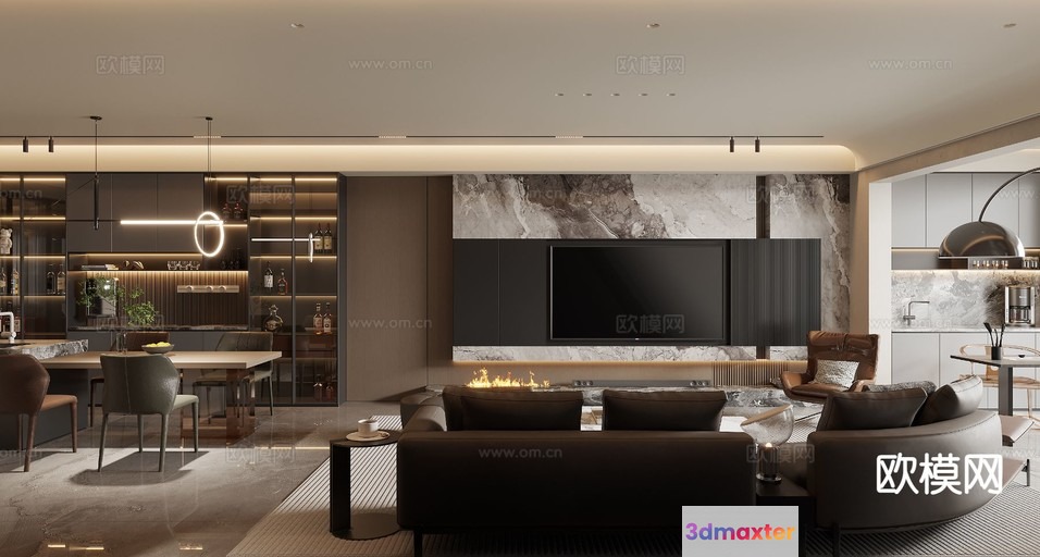 Modern Living Room 3D Model - 6754 - VRAY Render