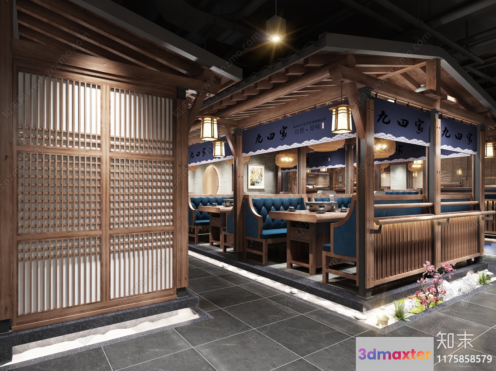 Modern Restaurant Design 3D Model - 12129 - VRAY Render