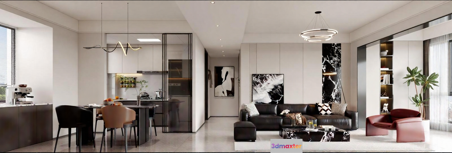 Modern Living Room 3D Model - 15880 - CORONA Render