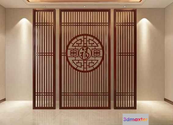 Asian-Inspired Decorative Wall 3D Model - 6803 - VRAY Render