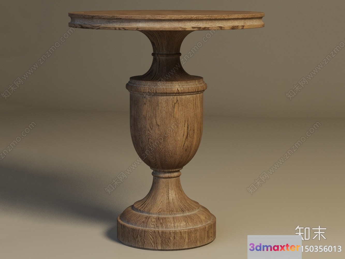 Wooden Pedestal Table 3D Model - 5156 - VRAY Render