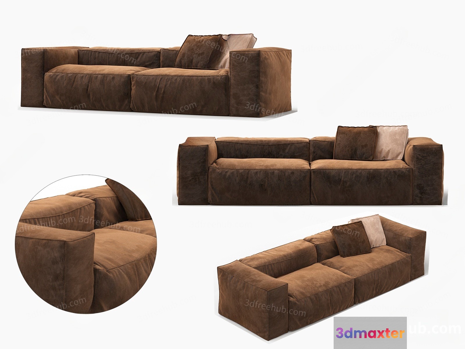 A Brown Couch 3D Model - 11523 - VRAY Render