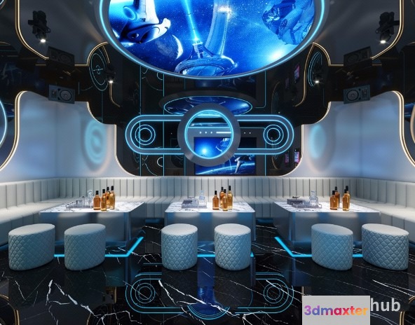 A Futuristic-Looking Bar 3D Model - 21614 - VRAY Render