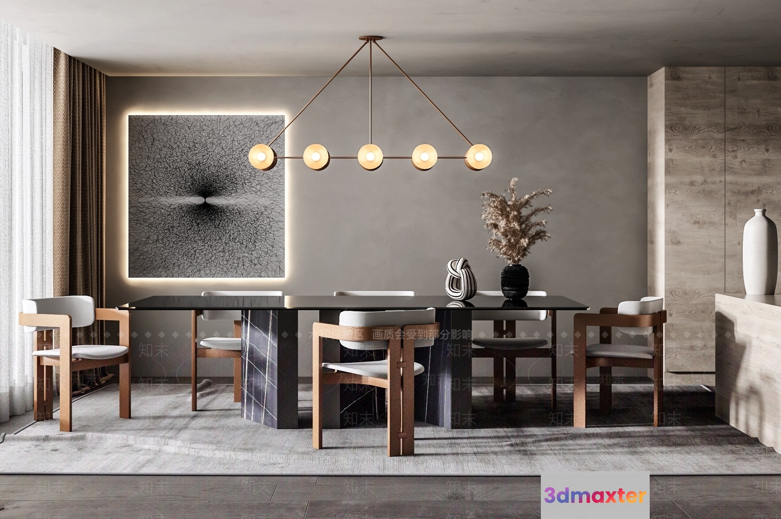 Modern Dining Room 3D Model - 17491 - VRAY Render