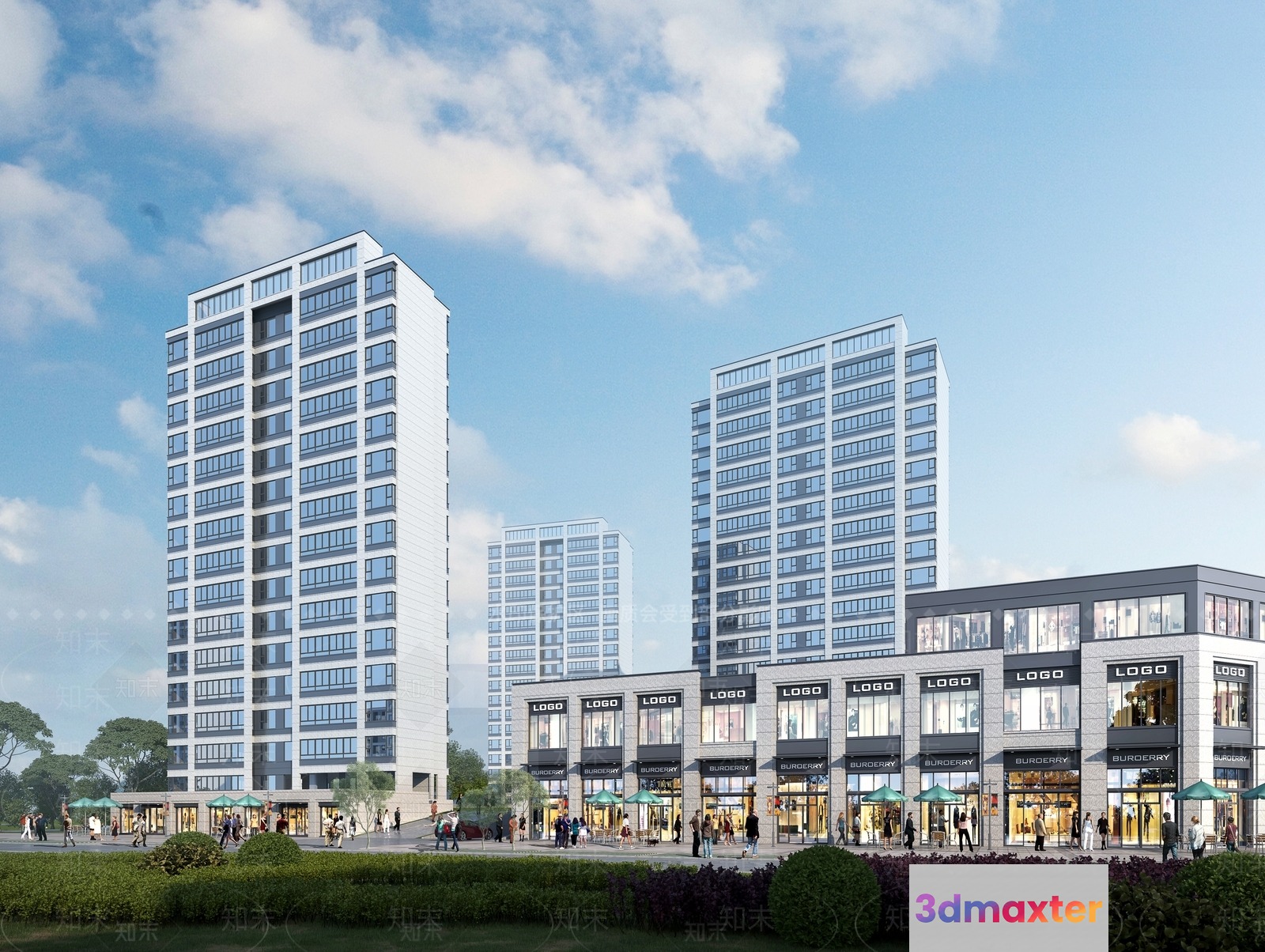 The Main Subject Is A Modern Cityscape 3D Model - 7518 - VRAY Render