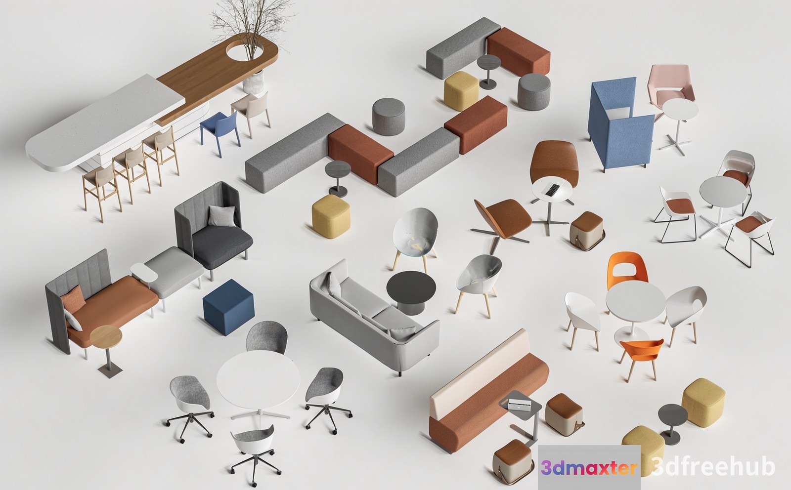 Modern Office Furniture 3D Model - 19309 - VRAY Render