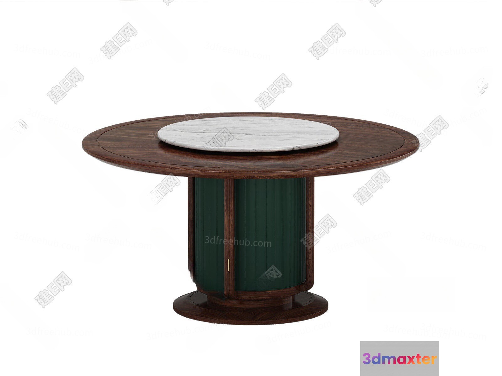 A Round Table With A Marble Top 3D Model - 20586 - VRAY Render