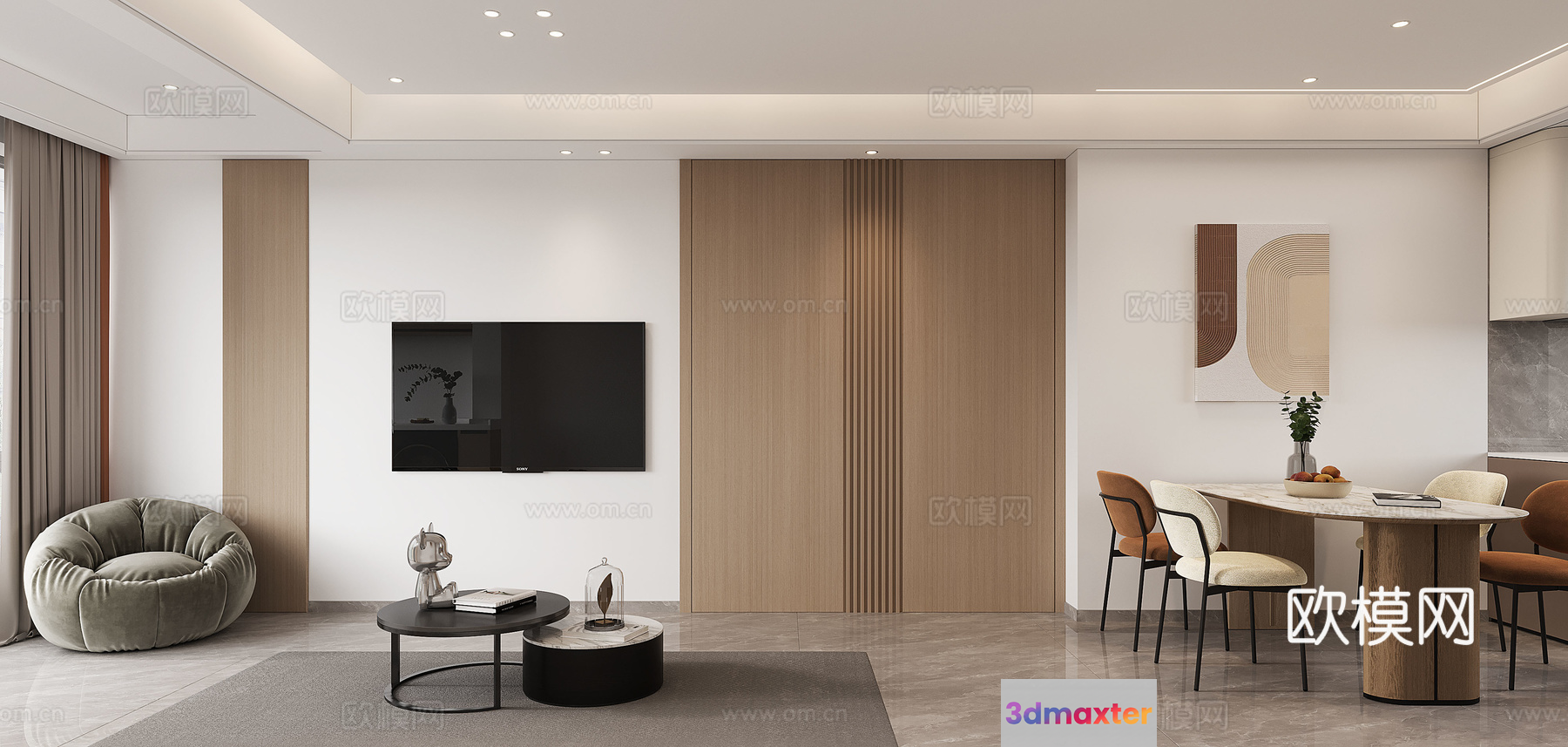 Modern Living Room 3D Model - 10103 - VRAY Render
