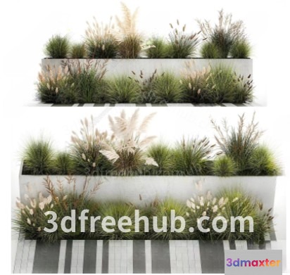 A 3D Rendering Of A Planter Box With Plants Possibly For 3D Model - 20920 - VRAY Render