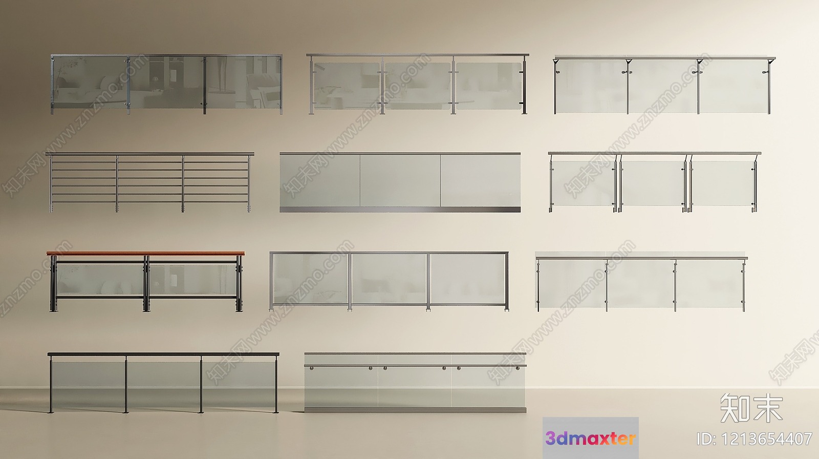 Glass And Metal Railings 3D Model - 13411 - VRAY Render