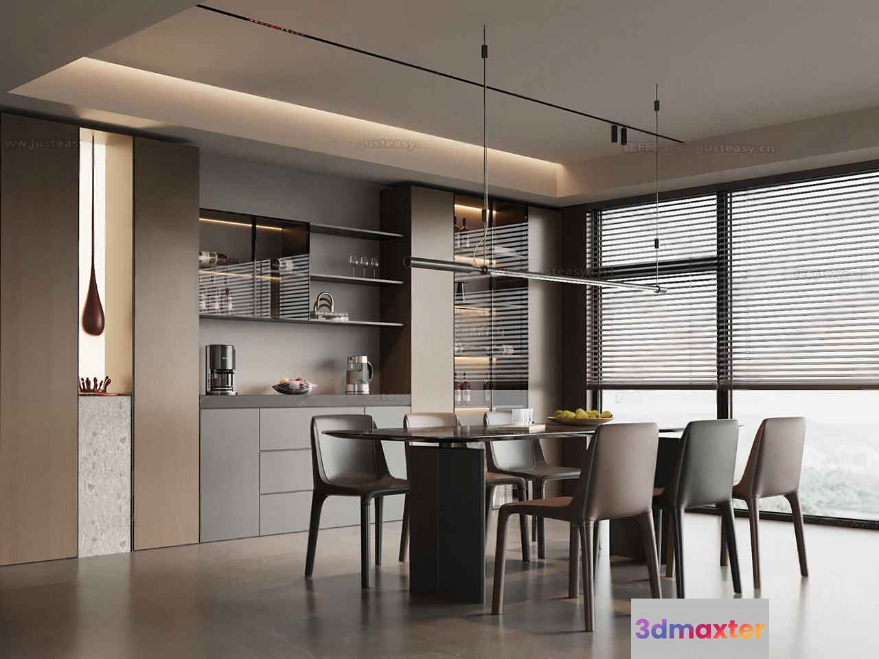Modern Dining Room 3D Model - 16266 - VRAY Render