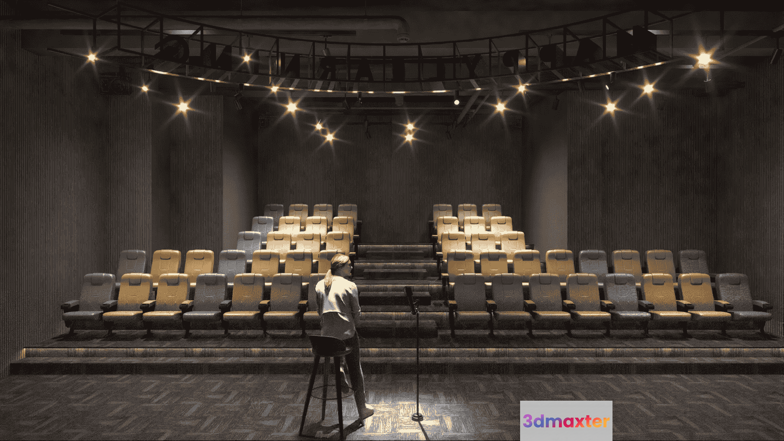 A Person Standing On A Stage With A Microphone 3D Model - 14699 - VRAY Render