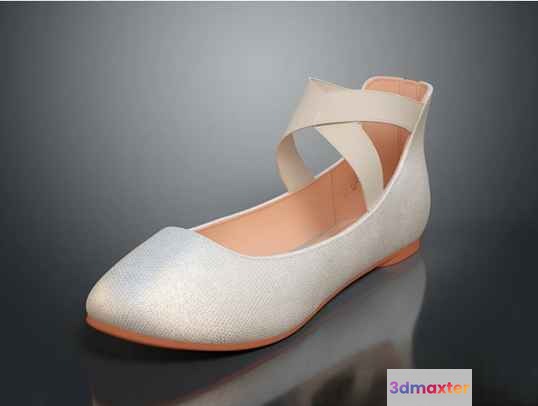White Leather Shoe 3D Model - 289 - VRAY Render