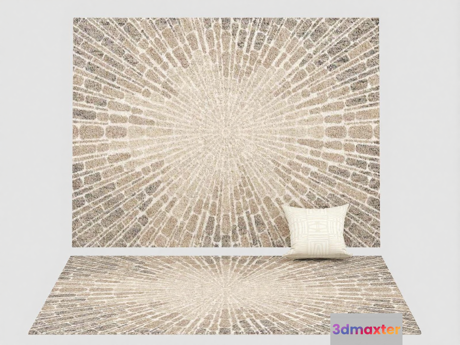 A Beige Brick Wall With A White Pillow On It 3D Model - 20048 - VRAY Render
