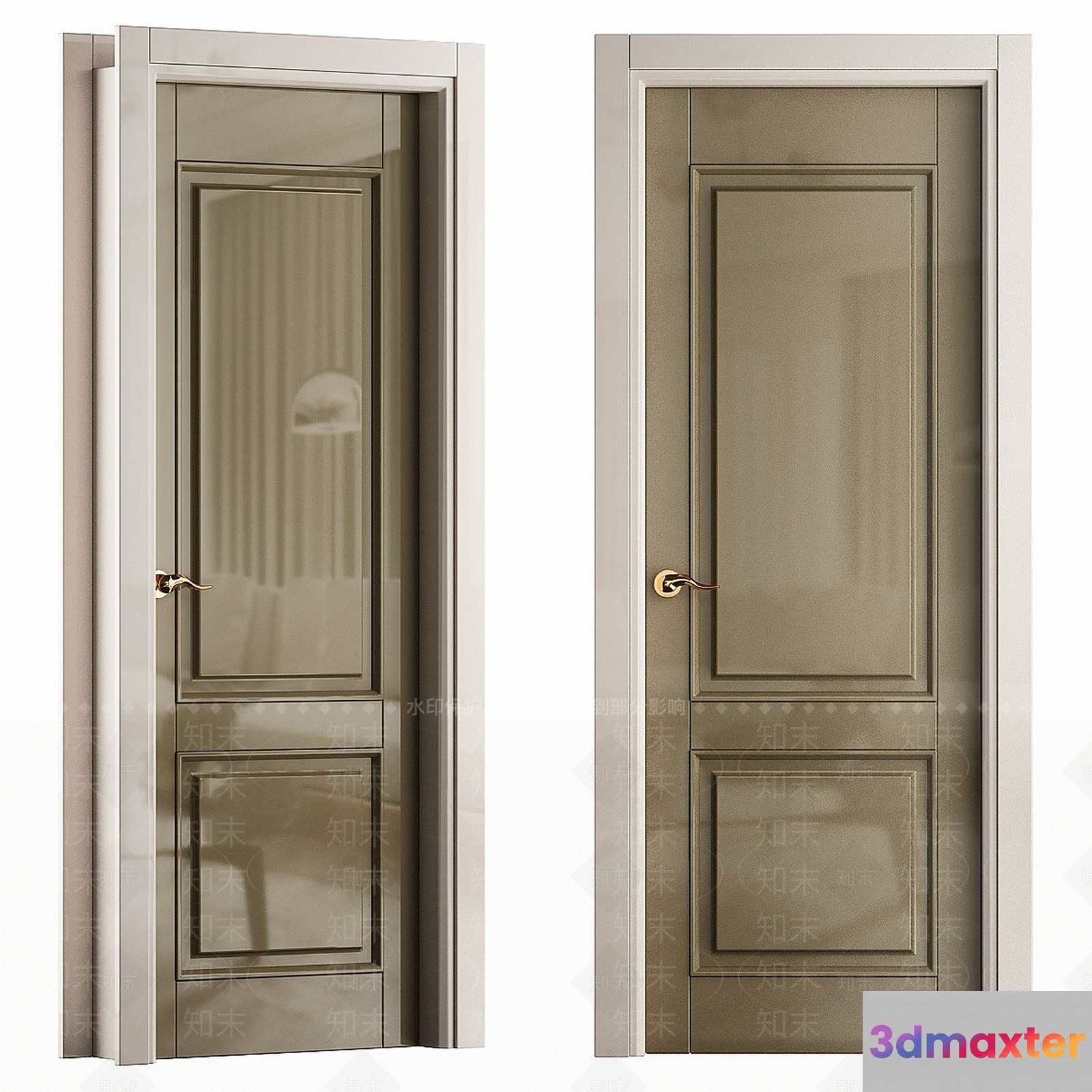 Classic Gray Door 3D Model - 1028 - VRAY Render