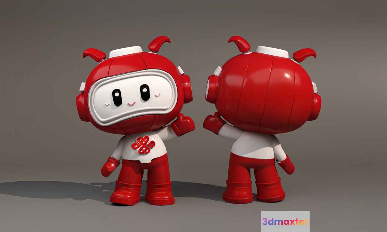 The Main Subject Is Two Red And White Robots 3D Model - 19916 - VRAY Render