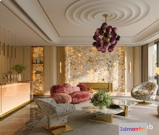 Modern Living Room 3D Model - 20841 - VRAY Render