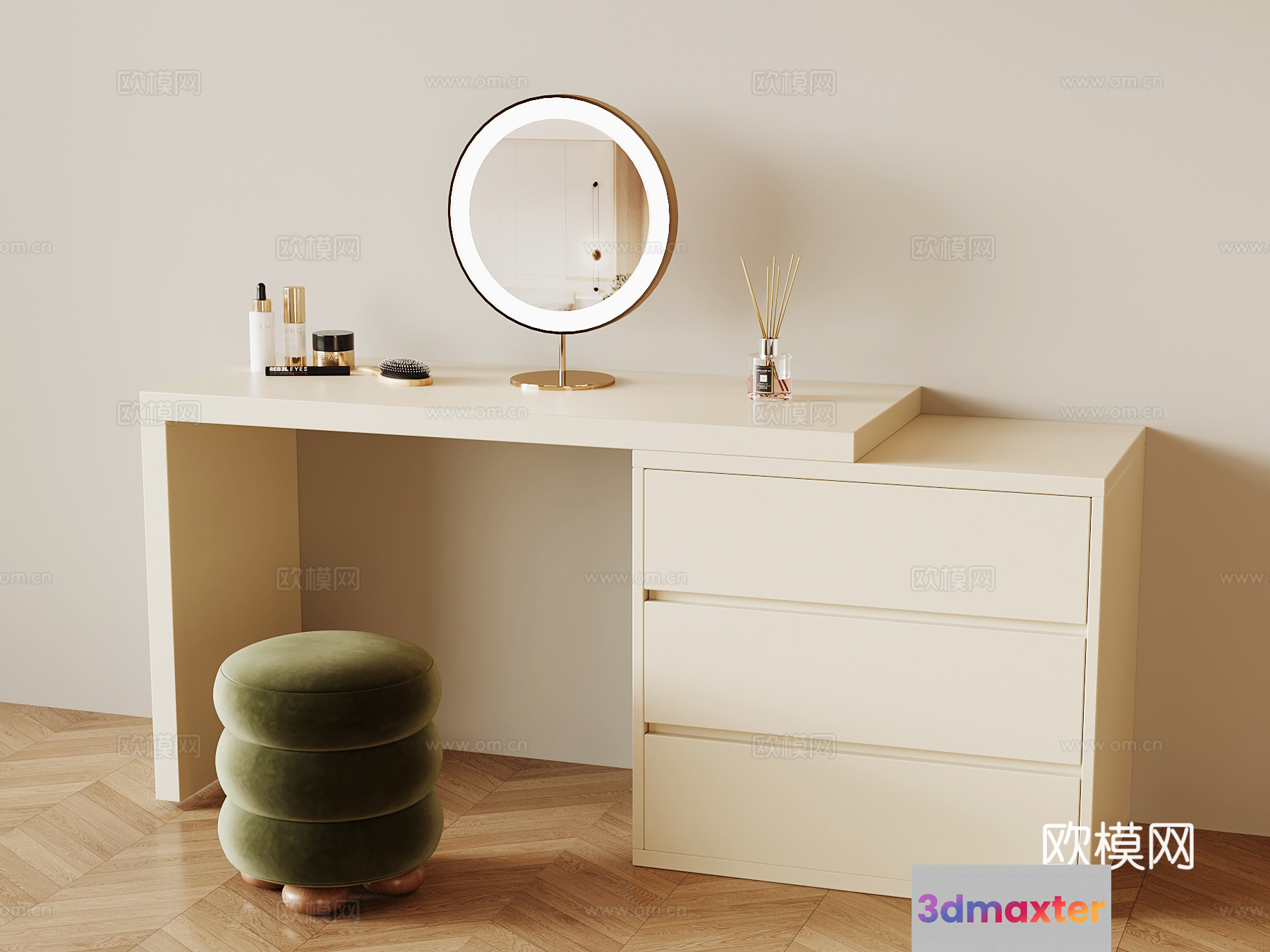 Modern White Dressing Table 3D Model - 1010 - VRAY Render