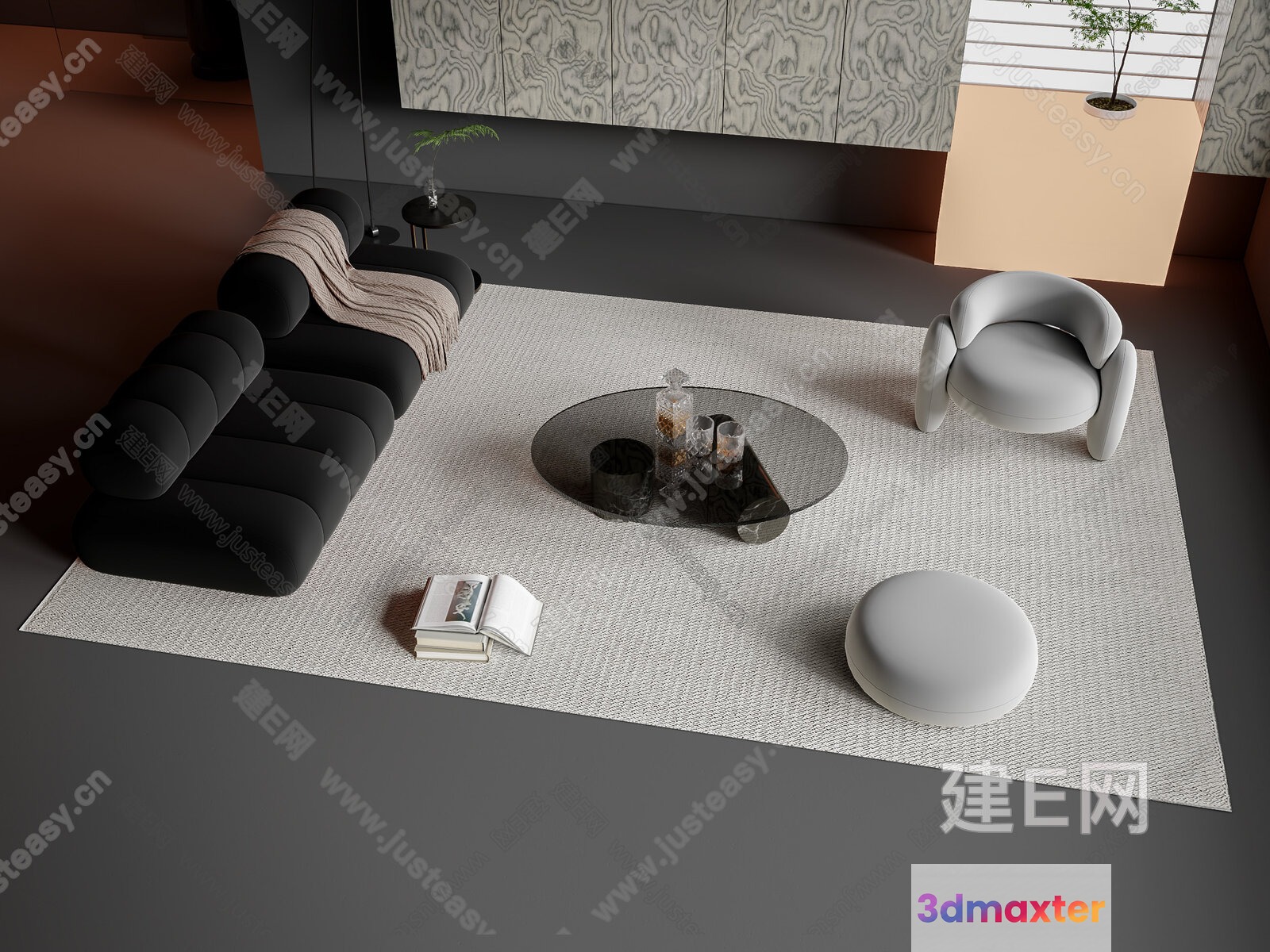 Modern Living Room 3D Model - 988 - VRAY Render