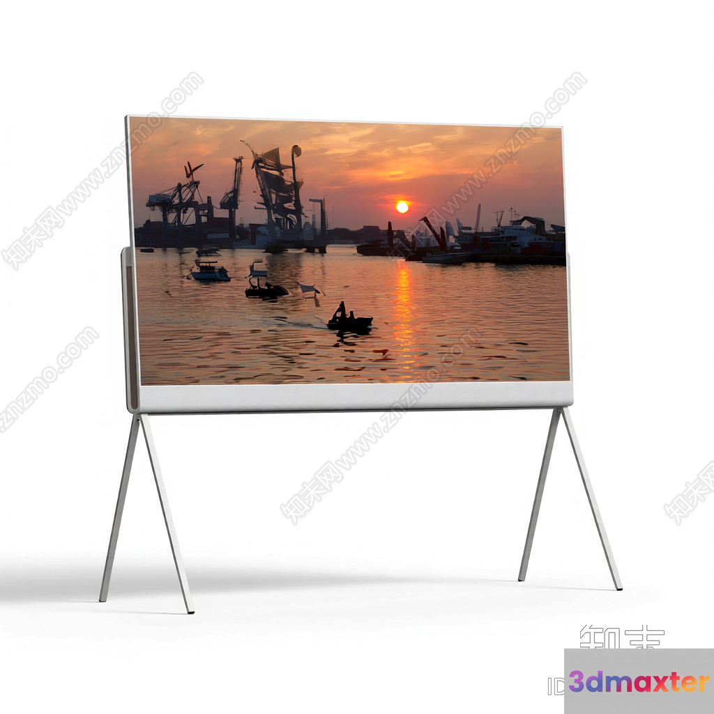 A Large Tv Screen With A Sunset Scene 3D Model - 19181 - VRAY Render