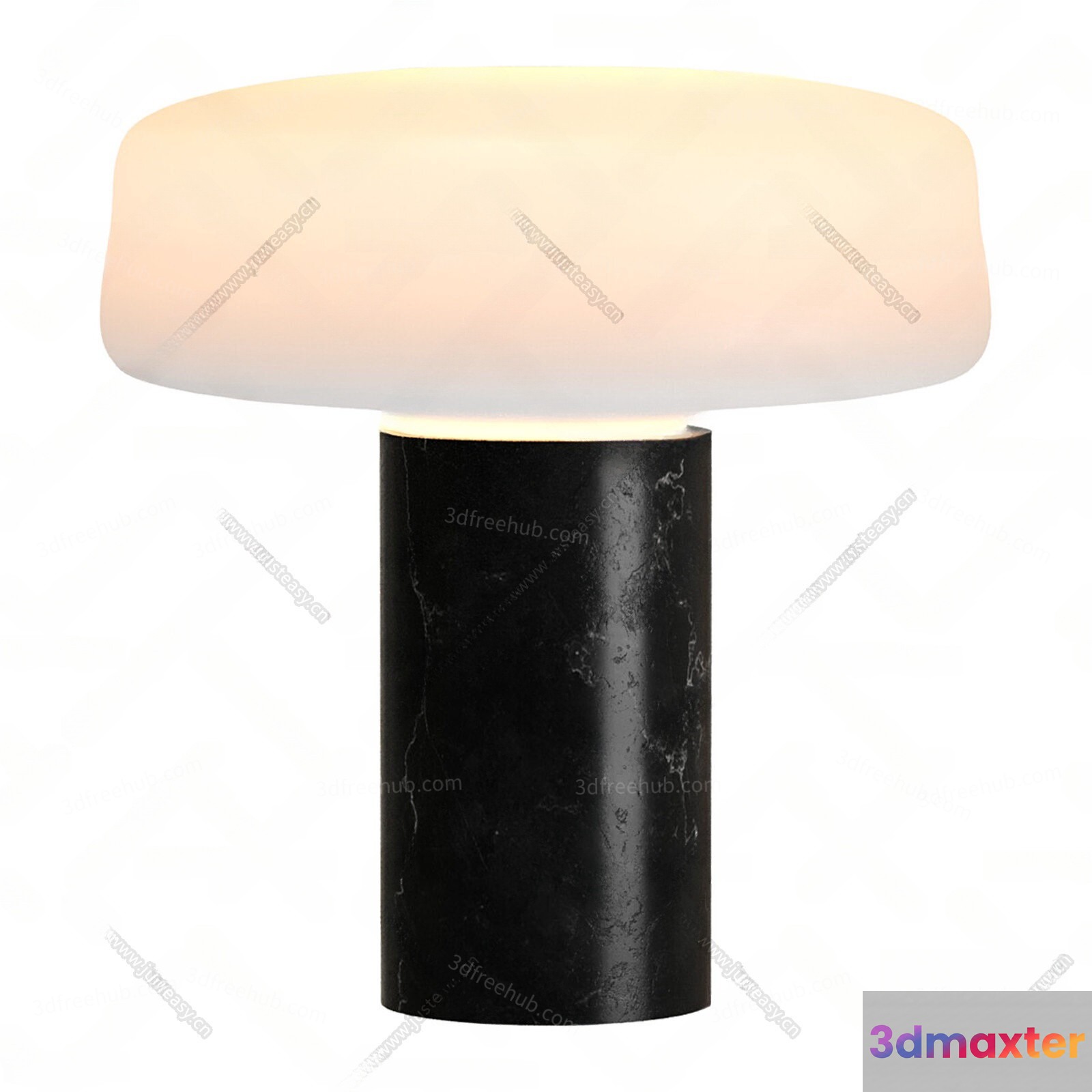 A Table Lamp With A Cylindrical Base And A Flat Rounded Shade 3D Model - 417 - VRAY Render