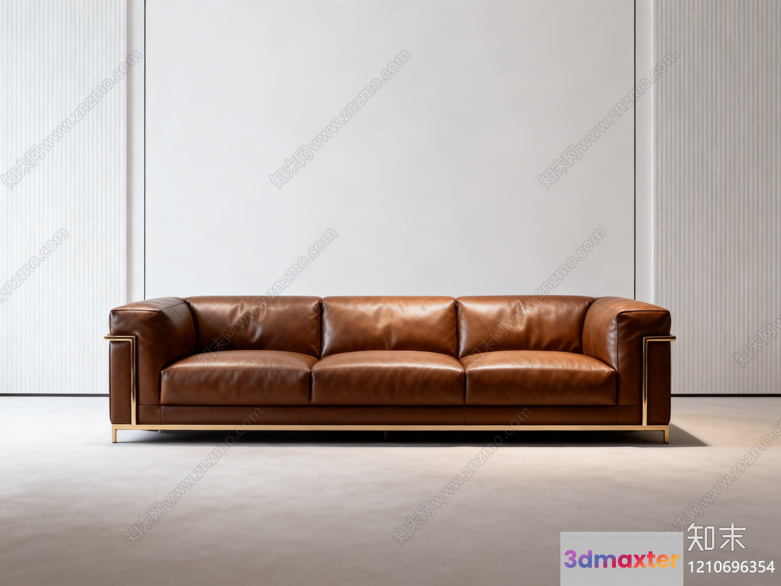 A Brown Leather Sofa 3D Model - 16835 - VRAY Render