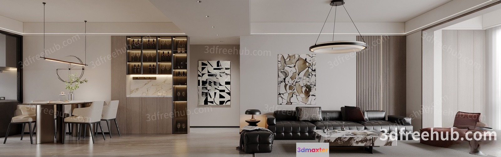 Modern Living Room 3D Model - 18733 - VRAY Render