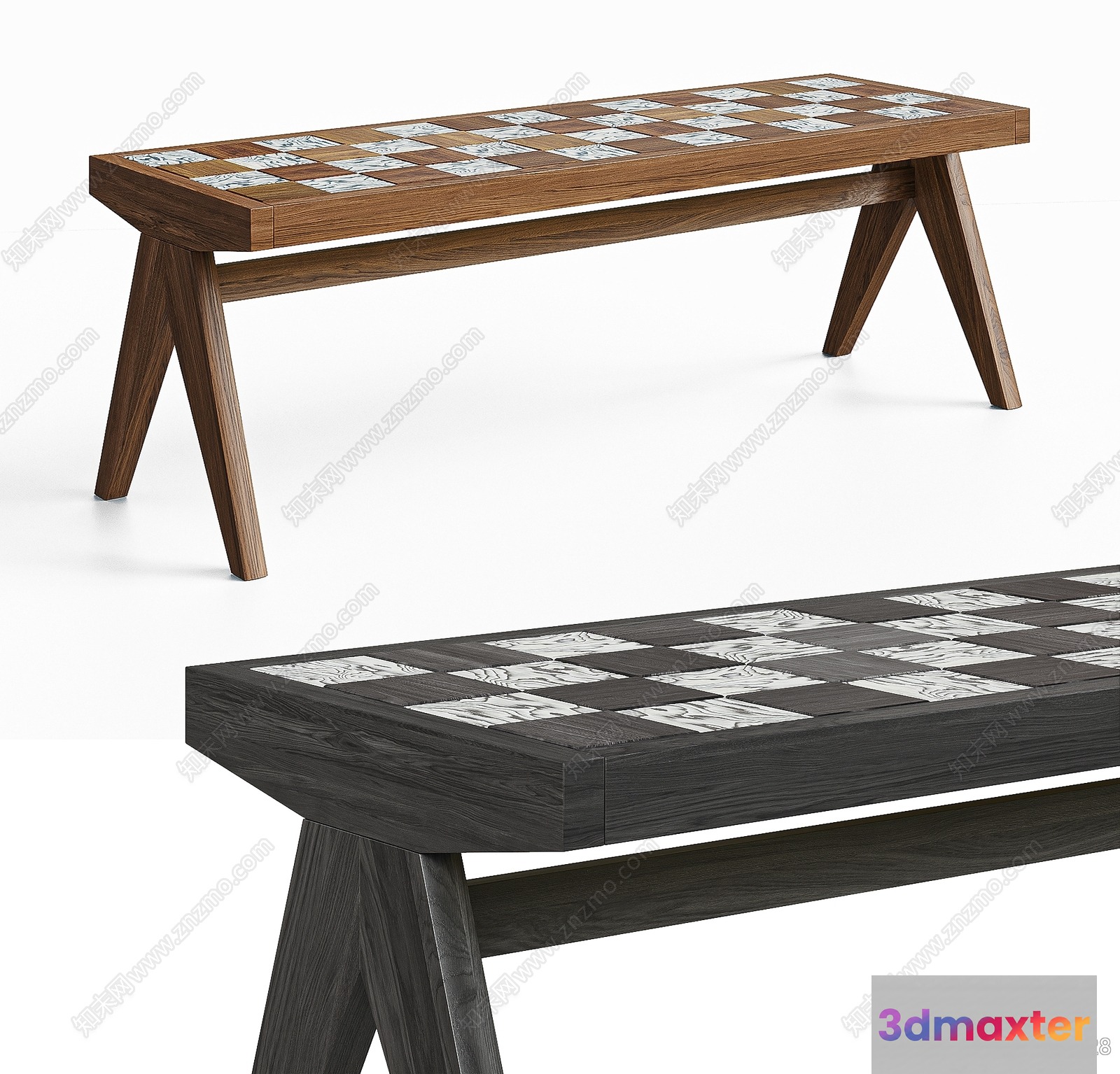 A Wooden Bench 3D Model - 10067 - VRAY Render