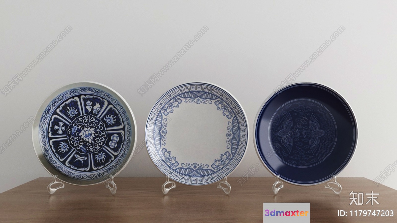 Three Decorative Plates 3D Model - 7513 - VRAY Render