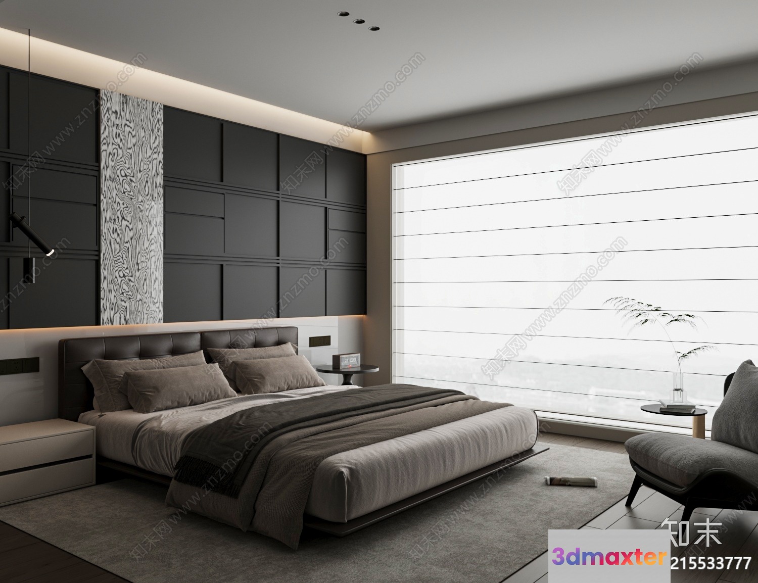 Cozy Modern Bedroom 3D Model - 17223 - VRAY Render