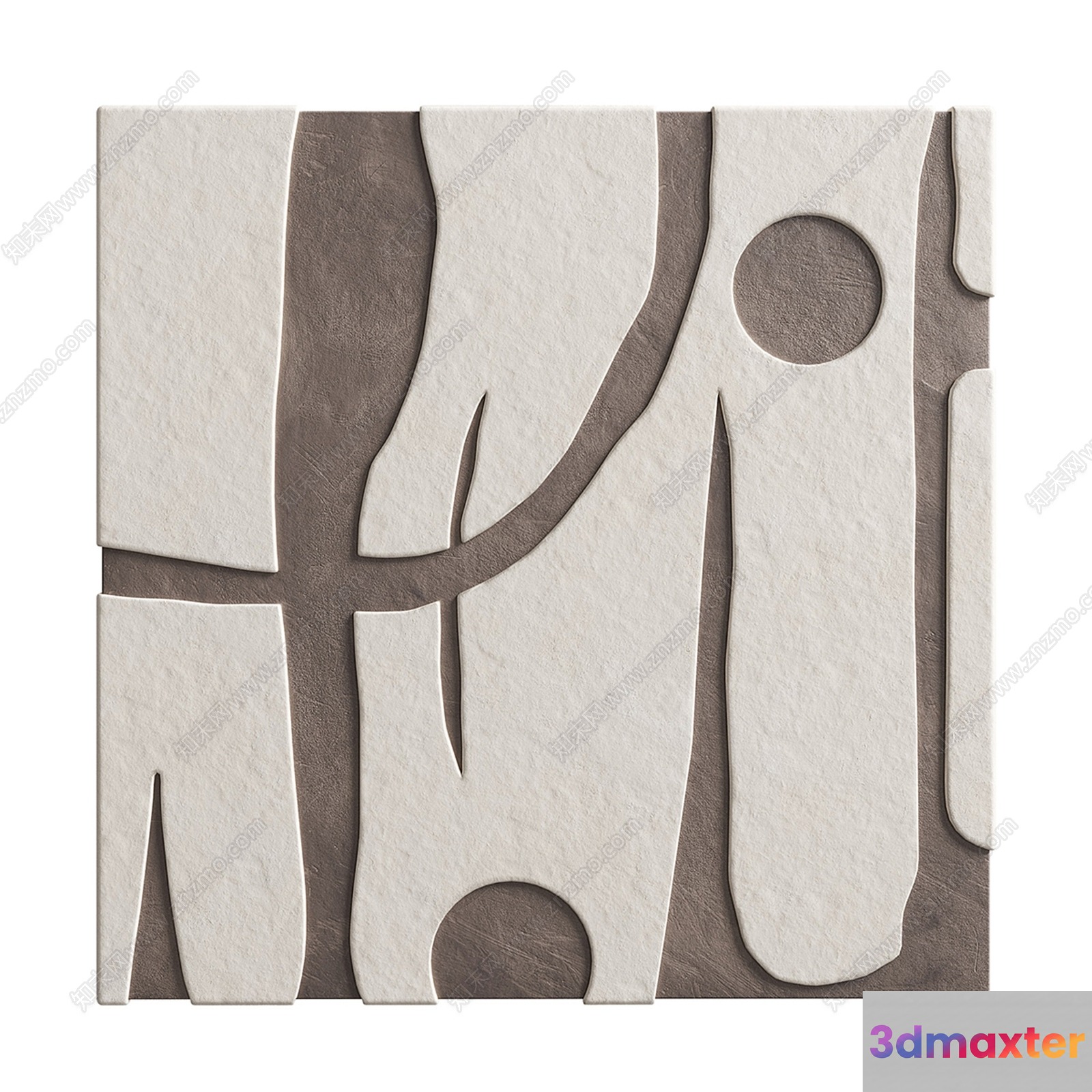 Abstract Beige And Brown Artwork 3D Model - 7426 - VRAY Render