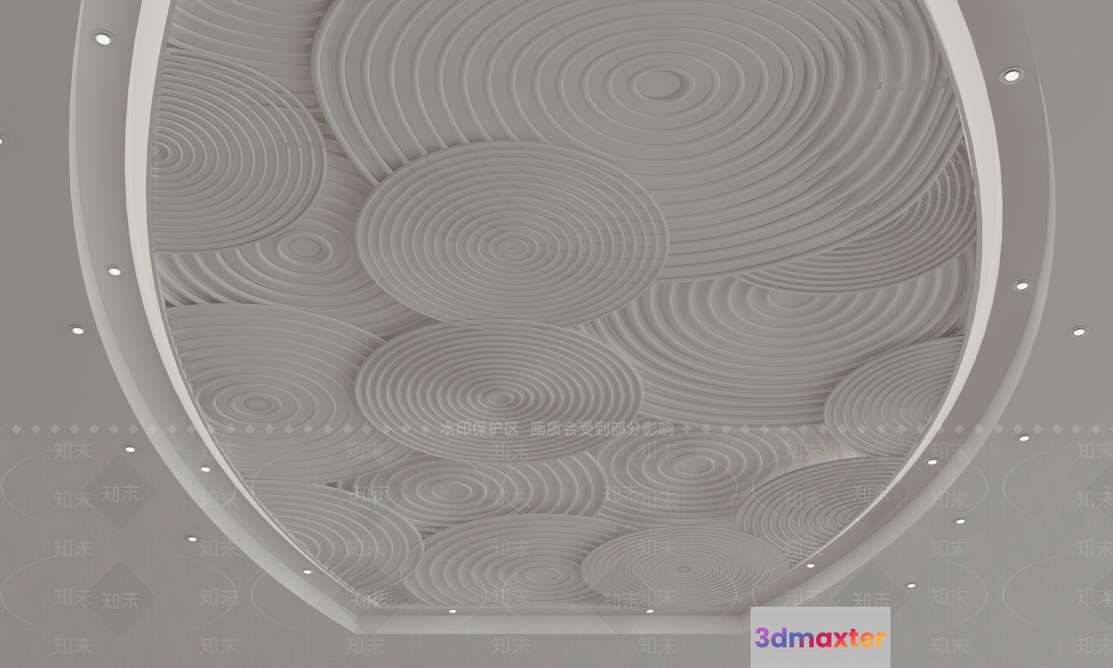 White Ceiling With Circular Patterns 3D Model - 5188 - VRAY Render