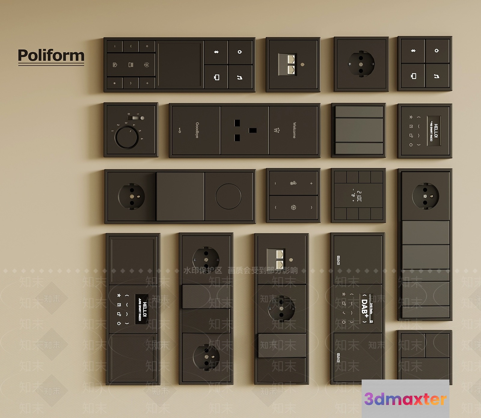 Modern Wall Control Panels 3D Model - 7428 - VRAY Render
