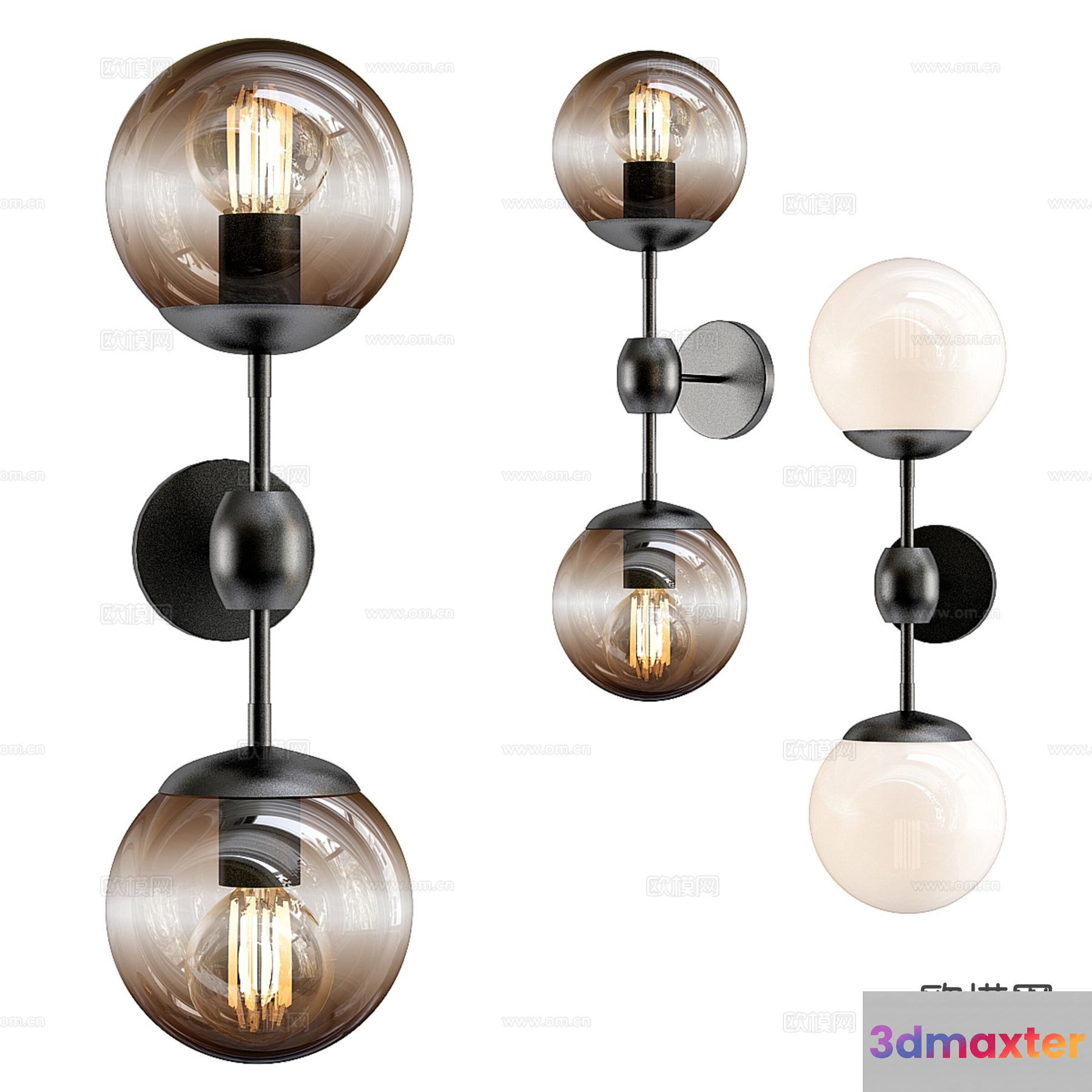 Light Fixture With Glass Globes 3D Model - 6490 - VRAY Render