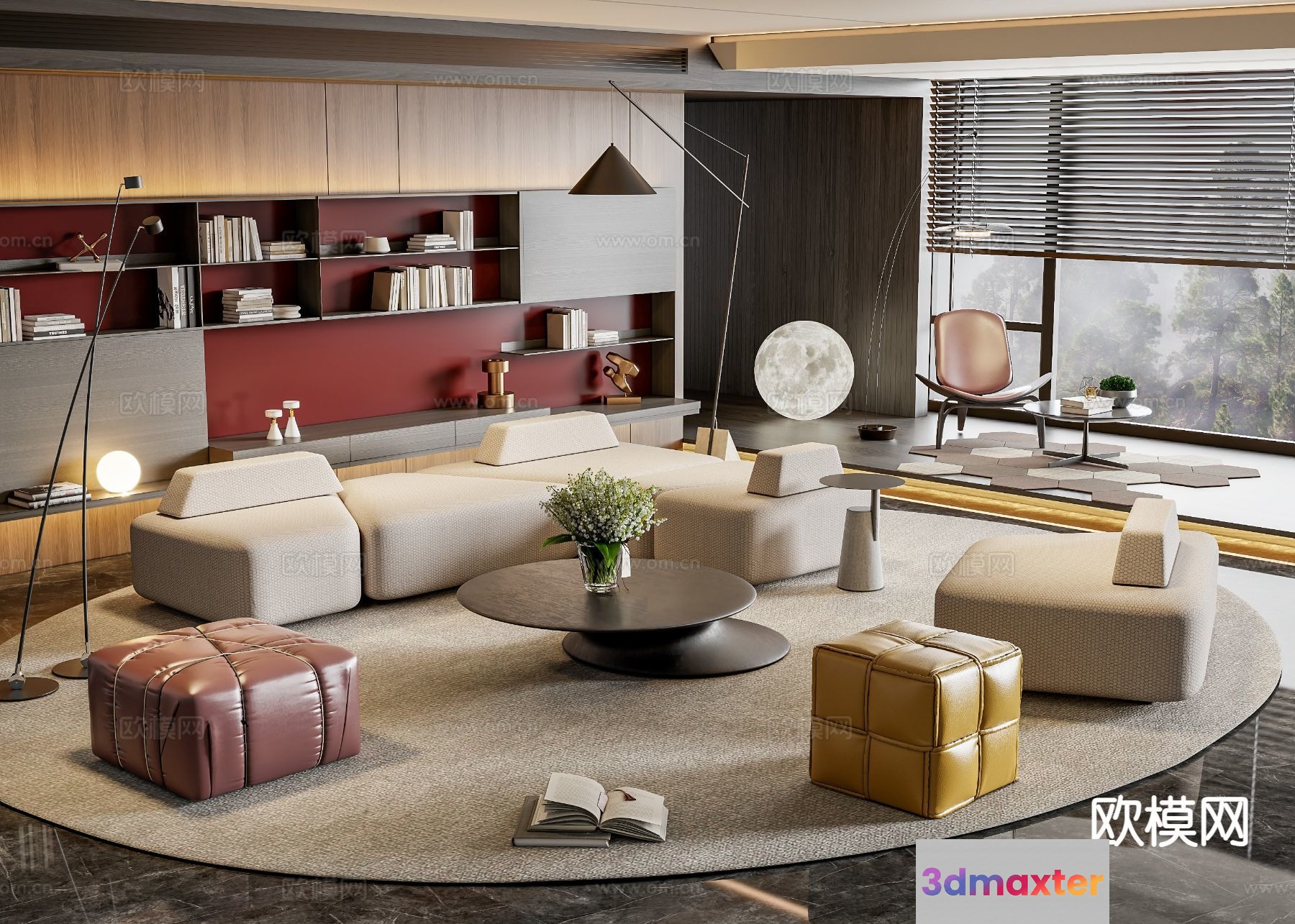 Modern Living Room 3D Model - 11138 - VRAY Render