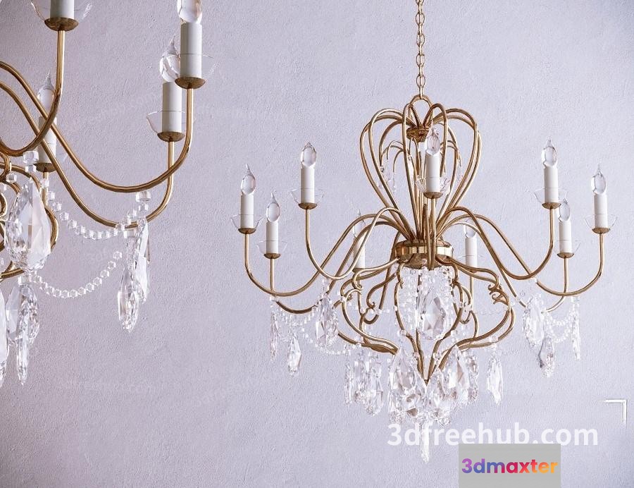 Gold Light Fixture 3D Model - 22638 - VRAY Render